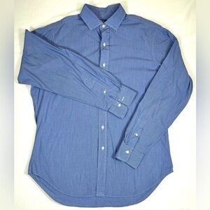 POLO BY RALPH LAUREN‎ Men’s Estate Micro Plaid Blue White Dress Shirt Size 16-35